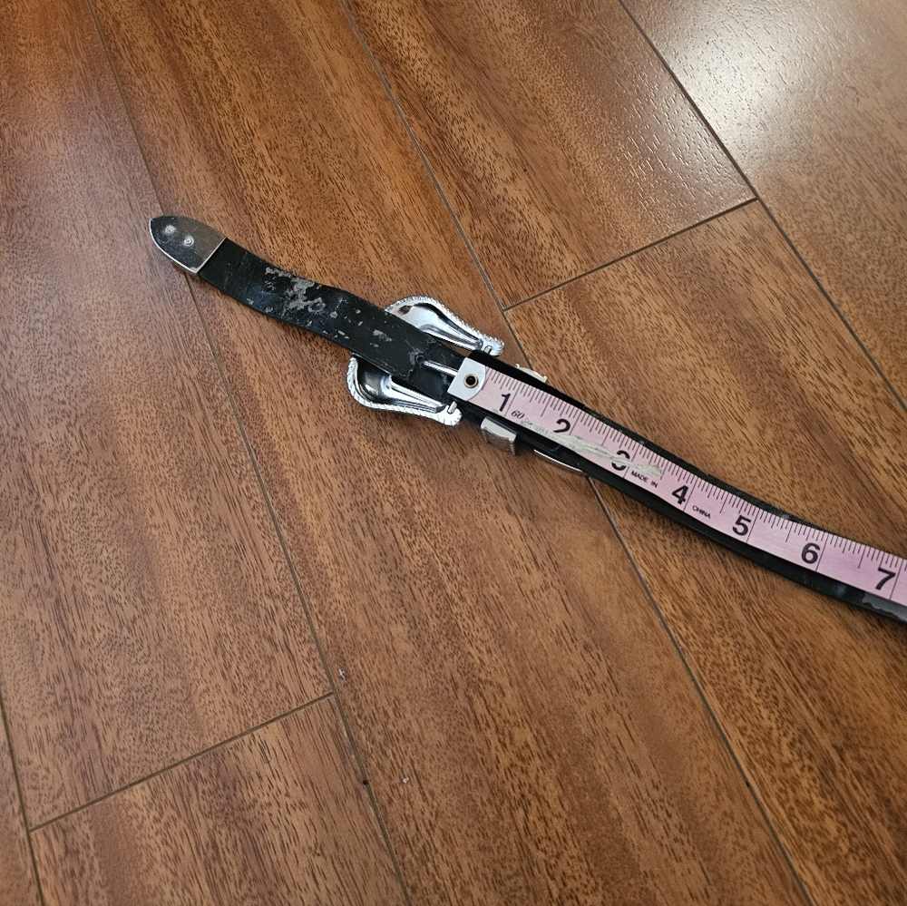 Zara Western Style Black Belt with Silver Double Buckles - Picture 14 of 16